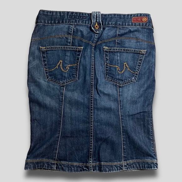 AG ADRIANO GOLDSCHMIED THE DEMURE SEXY Y2K BOHO STRAIGHT PENCIL SKIRT BLUE -29R - Picture 2 of 8